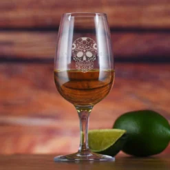 Sugar Skull Calaveras With Date Tequila Tasting Glass Deep Engraved