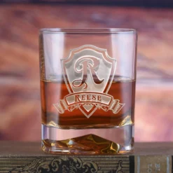 Engraved Monogram Whiskey Glass - Luigi Bormioli On The Rocks