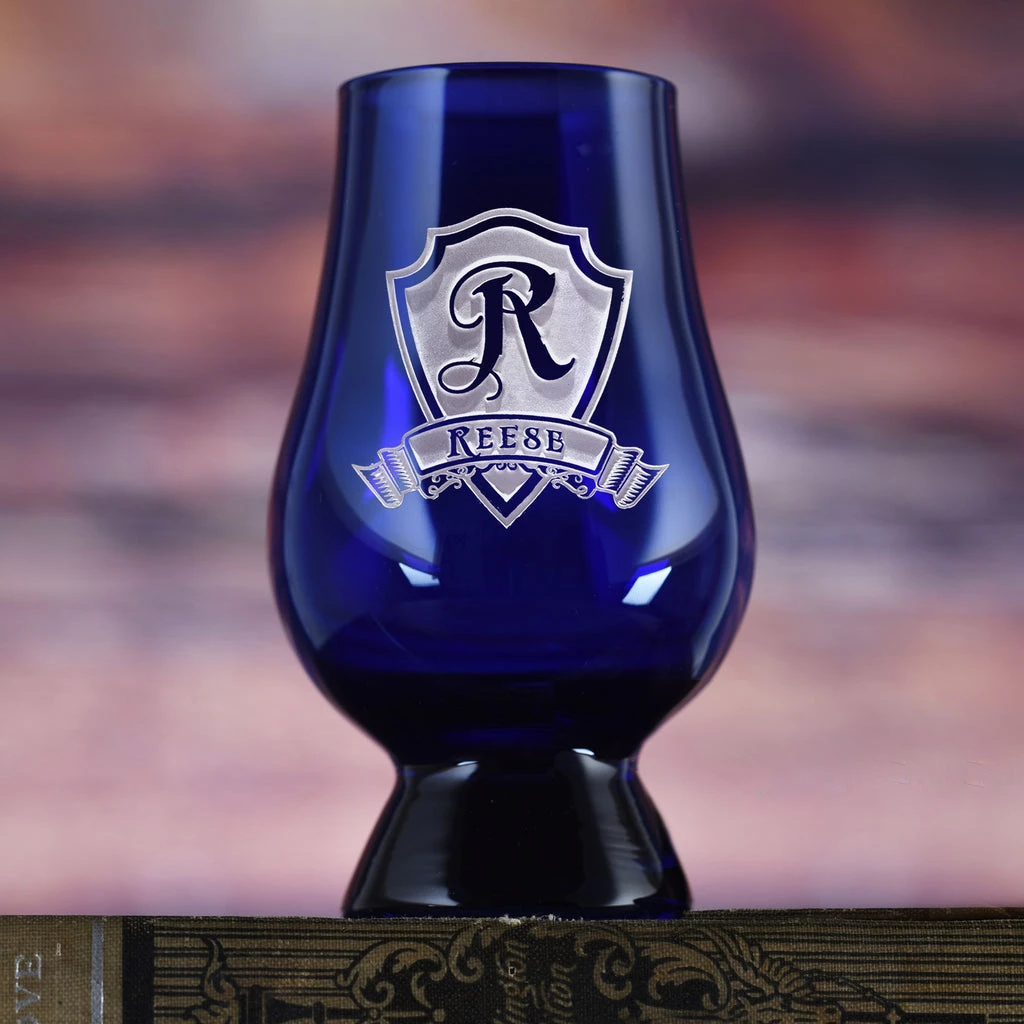 Engraved Blue Glencairn Whisky Glass 1 Engraved Blue Glencairn Whisky Glass