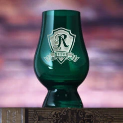 Engraved Green Glencairn Whisky Glass