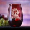 Engraved Red Stemless Wine Glass Tumbler By Crystal Imagery
