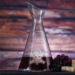 Engraved Slant Wine Carafe Decanter
