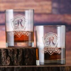 Whiskey Glasses, Scotch Bourbon Engraved Personalized SET
