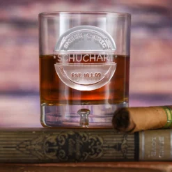 Personalized Rocks Whiskey Glass Rustic Arrows