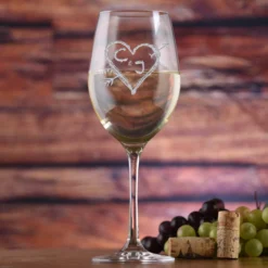 Stolzle Crystal White Wine Glass, Engraved Wedding Gift