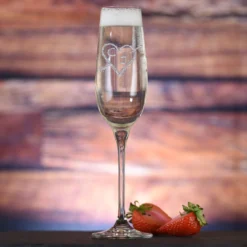 Engraved Crystal Champagne Glass For Bride And Groom