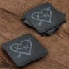 Heart And Arrow Custom Slate Coasters, SET OF 4
