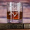 Etched Heart And Arrow Wedding Anniversary Stolzle Crystal DOF Glass