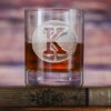 Engraved Typewriter Font Monogram Stolzle Crystal Whiskey Glass