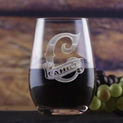 Custom Engraved Stemless Wine Glass Tumbler By Crystal Imagery