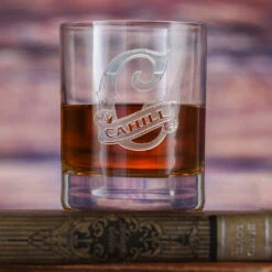 Monogrammed Stolzle Crystal Rocks DOF Whiskey Glass
