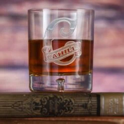 Engraved Crystal Whiskey Glass, Scotch Bourbon Personalized
