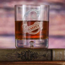Engraved Crystal Whiskey Glass, Scotch Bourbon Personalized