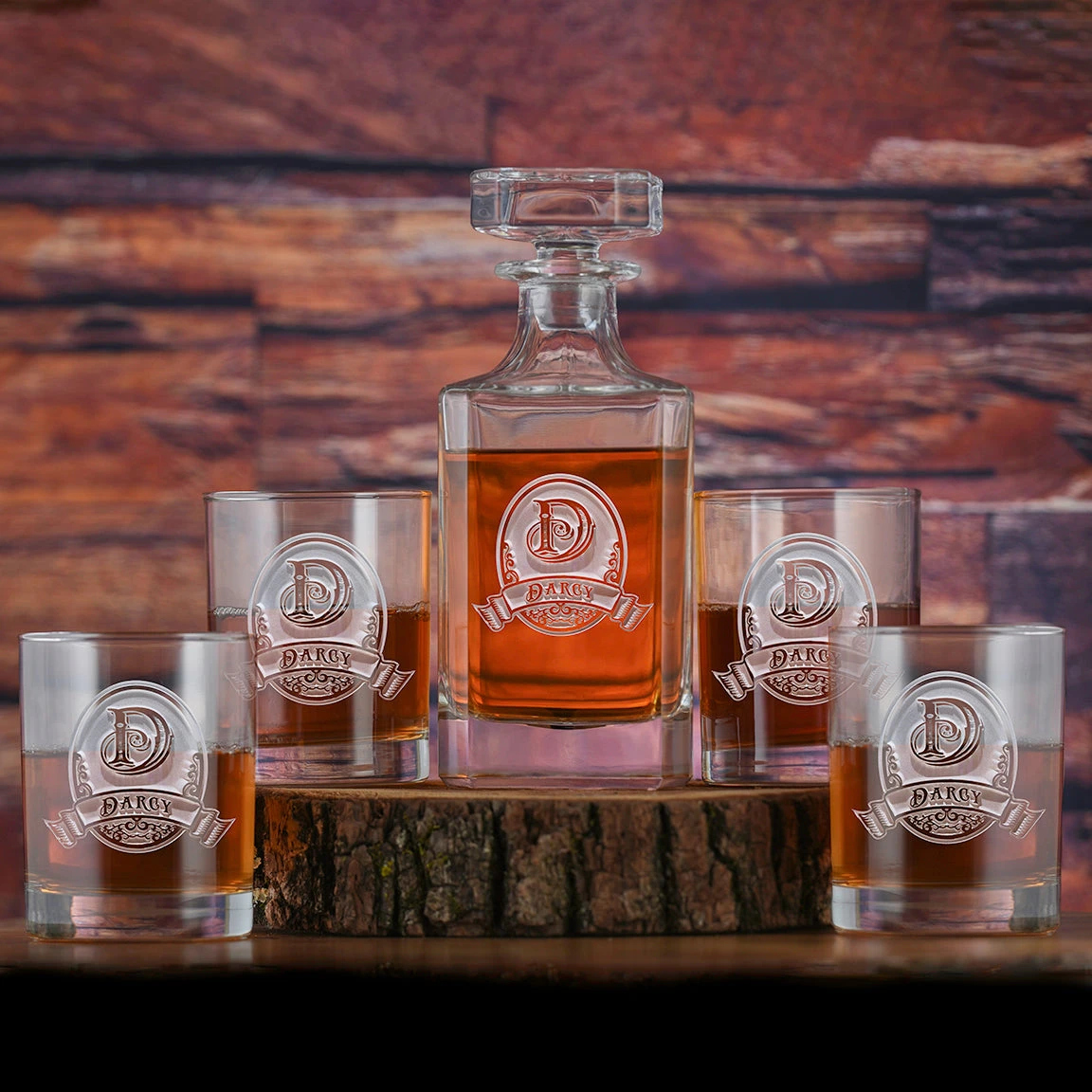Bourbon Decanter And Glasses Gift Set Of 5 1 Bourbon Decanter And Glasses Gift Set Of 5