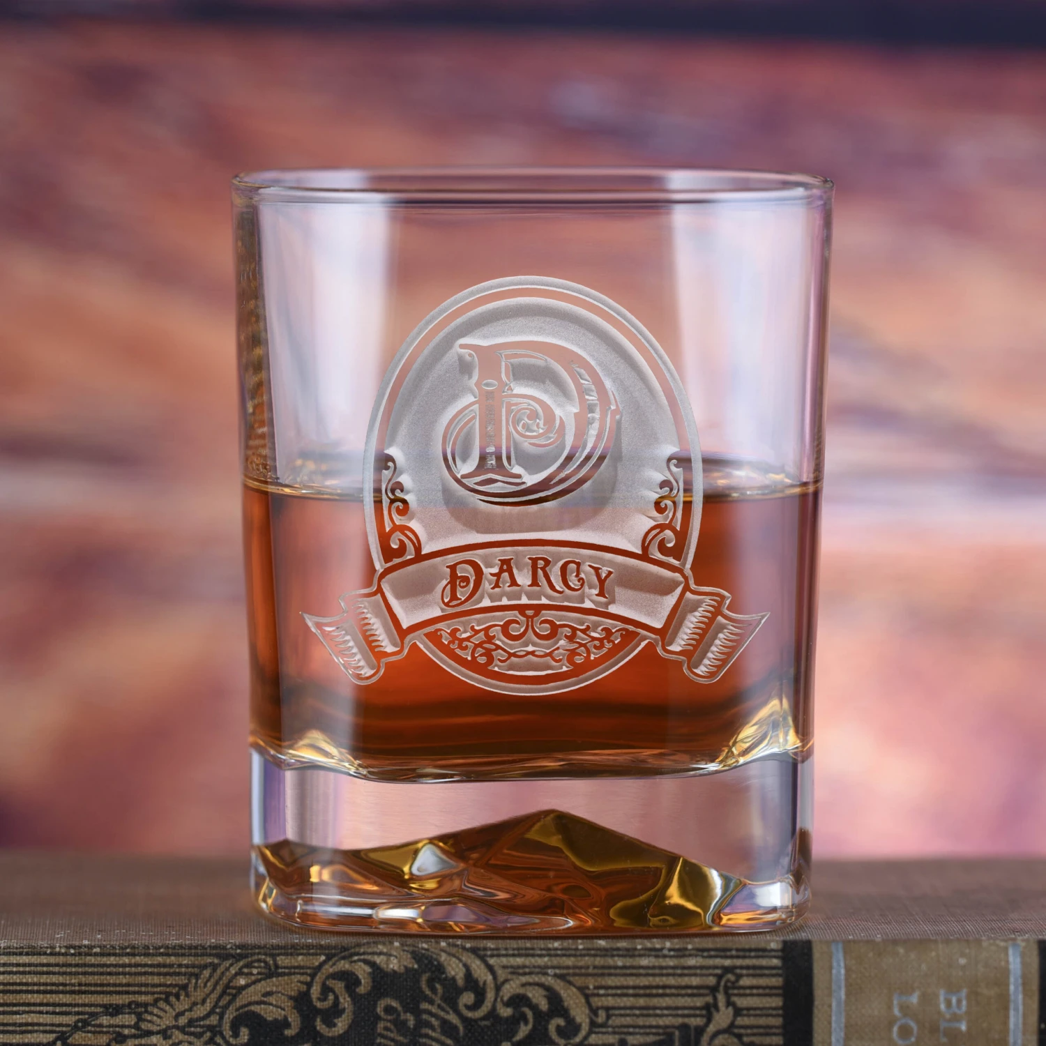 Etched Monogram Whiskey Glass - Luigi Bormioli On The Rocks 1 Etched Monogram Whiskey Glass - Luigi Bormioli On The Rocks