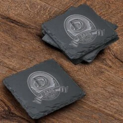 Custom Etched Slate Coasters, SET OF 4