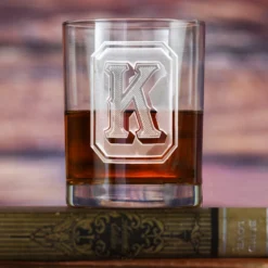 Monogram Full Emerald Design Whiskey Glass