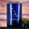 Constellation Zodiac Engraved Blue Recycled Wine Bottle Glass