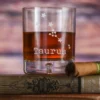 Zodiac Sign, Star Constellation Engraved Crystal Whiskey Glass
