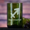 Zodiac Sign Engraved Green Recycled Wine Bottle Glass