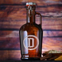 Engraved German Grolsch Beer Growler, Rustic Monogram