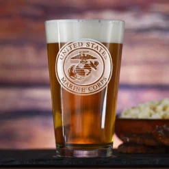Engraved Marines Pub Pint Beer Glasses