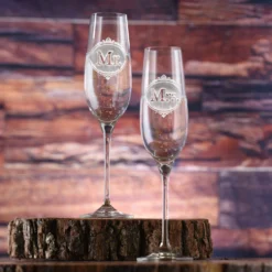 Engraved Crystal Mr. And Mrs. Toasting Flutes