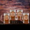 Engraved Nautical Beer Mug Set Of Four Beach Glasses