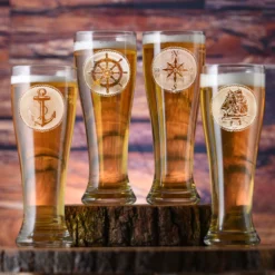 Nautical Pilsner Beer Glasses