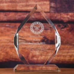 Military Optic Crystal Diamond Recognition Award, Army, Navy, Air Force, Marines -crystal imagery shop Navy DiamondAward