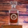 Navy Engraved Square Whiskey Decanter