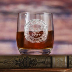 Navy Weinland Whiskey Engraved Crystal Glass