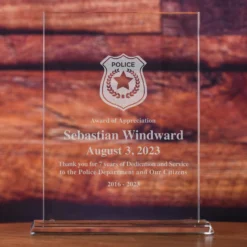 Police Officer Engraved Glass Desktop Recognition Award
