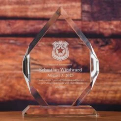 Police Officer Optic Crystal Diamond Desktop Recognition Award