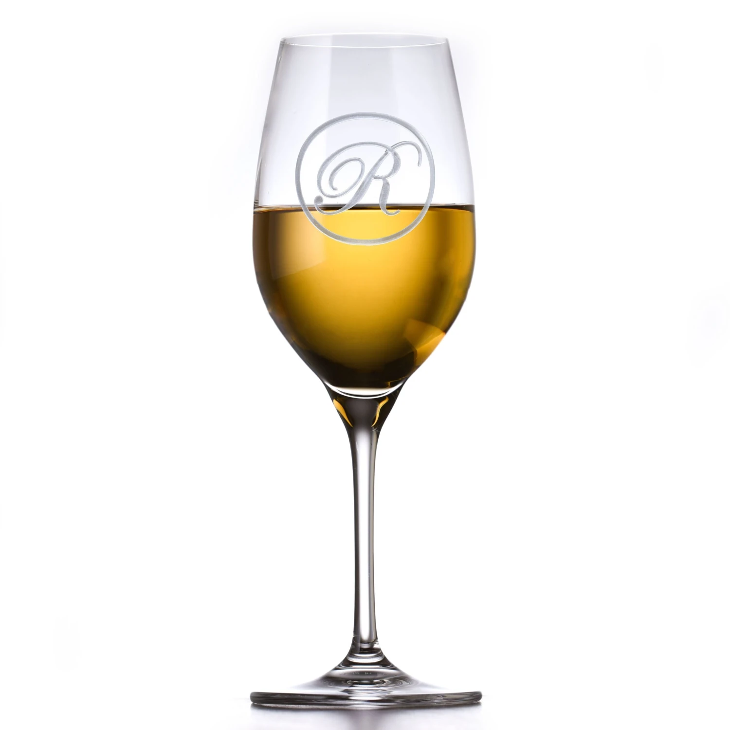 Etched Monogram Crystal White Wine Glass 2 Etched Monogram Crystal White Wine Glass - Image 2