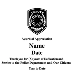 Sheriff Wall Plaque Recognition Award Laser Etched -crystal imagery shop Sheriff Verbiage