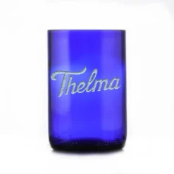 Thelma & Louise Engraved Tumbler Set, Recycled Wine Bottle -crystal imagery shop Thelma blue scaled