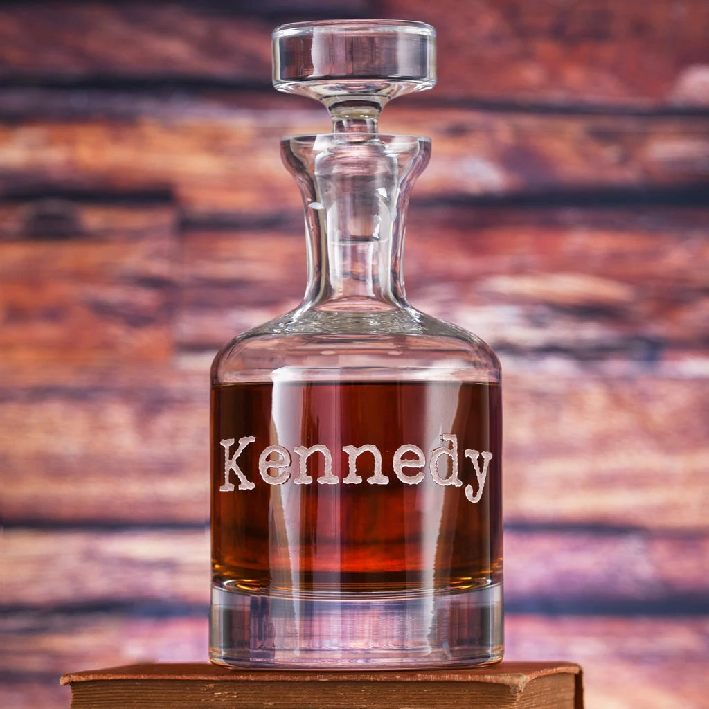 Typewriter Font Personalized Whisky Scotch Decanter 1 Typewriter Font Personalized Whisky Scotch Decanter