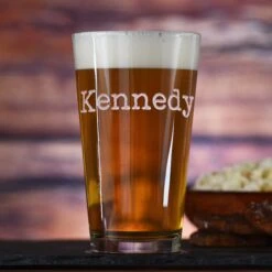 Typewriter Font Personalized Pint Pub Glass