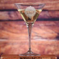 Engraved Crystal Martini Glass Birthday Gift