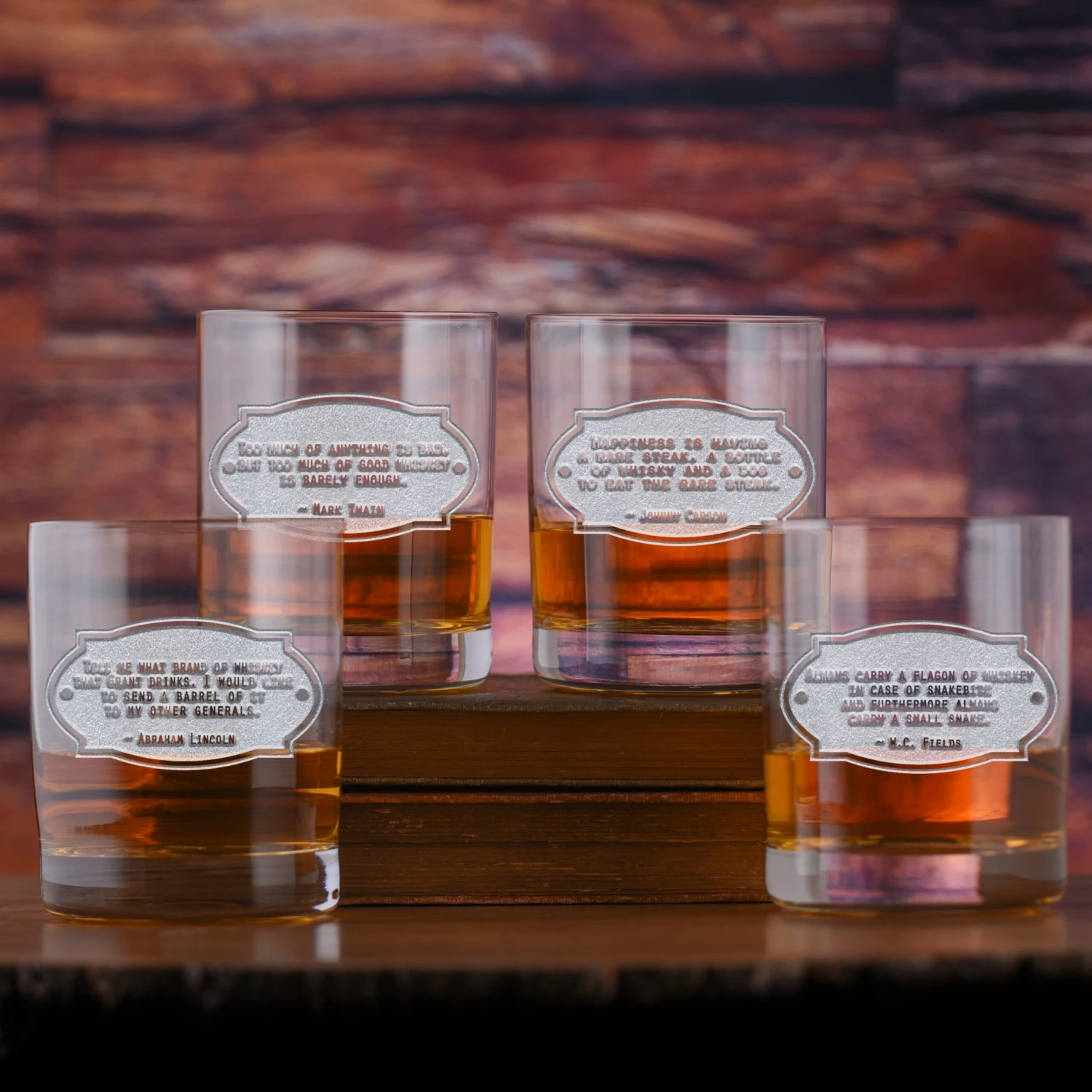 Famous Whiskey Quotes Rocks DOF Glass Set 1 Famous Whiskey Quotes Rocks DOF Glass Set