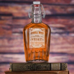 Whiskey Label Flask, Engraved
