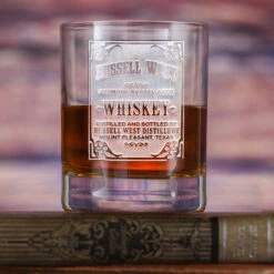 Your Whiskey Label Engraved Stolzle Crystal Rocks DOF Glass