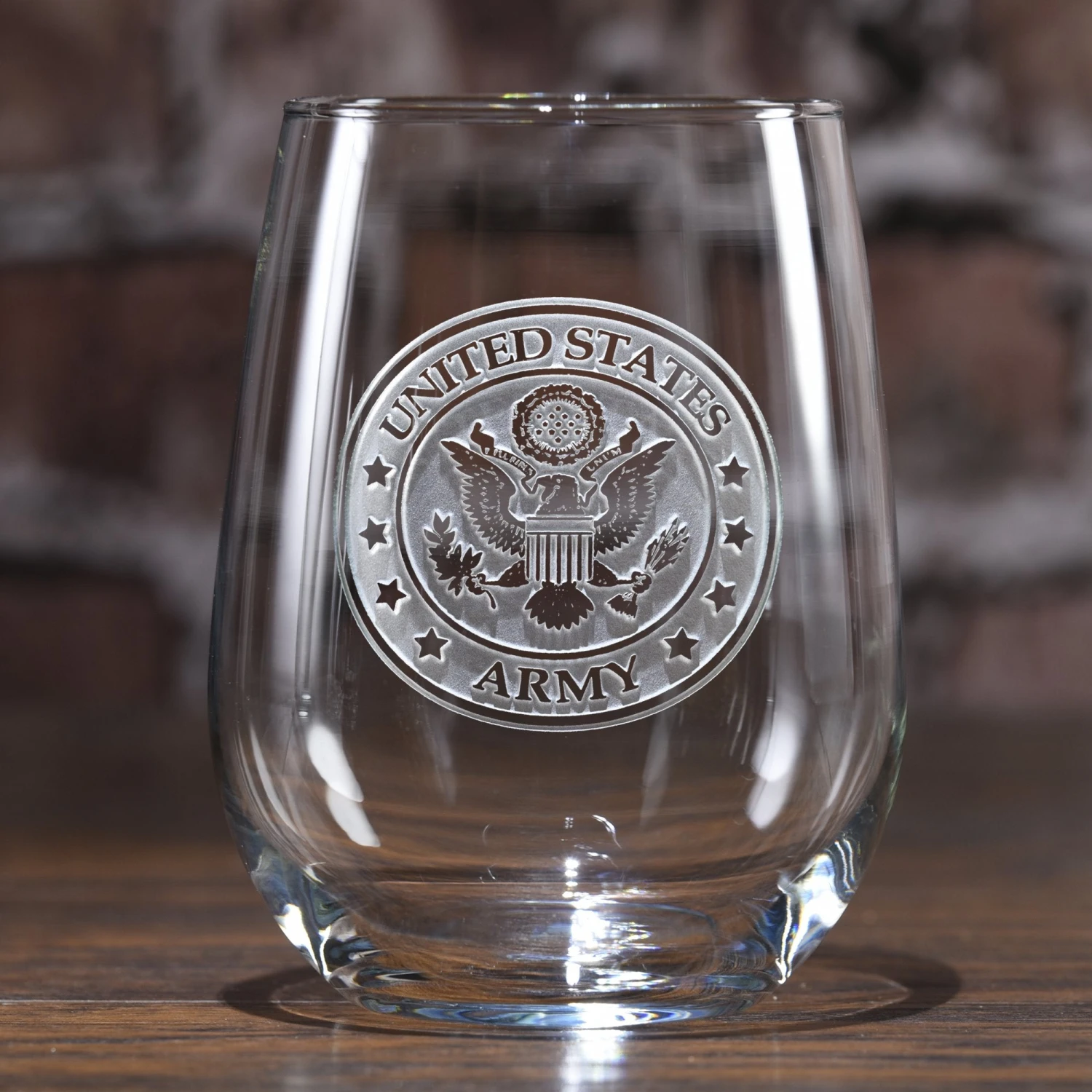 Engraved Army Stemless Wine Glasses 2 Engraved Army Stemless Wine Glasses - Image 2
