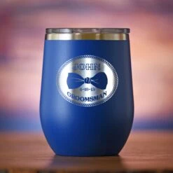 Groomsman Bowtie Stemless Wine Travel Tumbler Gift