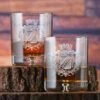 Engraved Family Crest, Coat Of Arms Crystal Whiskey Glass Set