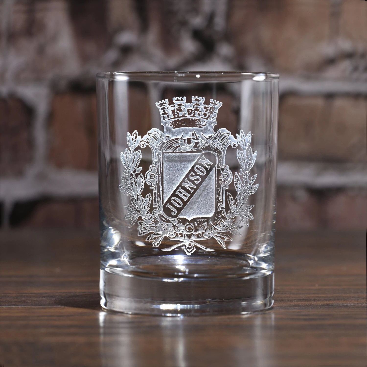 Engraved Family Crest, Coat Of Arms Whiskey Glass Set 2 Engraved Family Crest, Coat Of Arms Whiskey Glass Set - Image 2