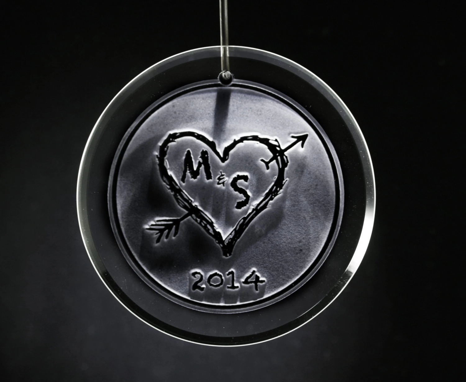 Engraved Heart And Initials Ornament 1 Engraved Heart And Initials Ornament