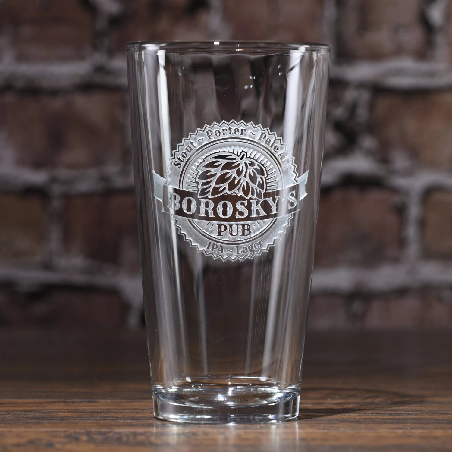 Engraved Hops Beer Pub Glass 2 Engraved Hops Beer Pub Glass - Image 2