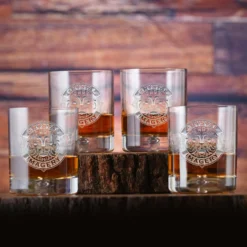 Logo Crystal Engraved Scotch Whiskey Bar Glasses (set Of 4)
